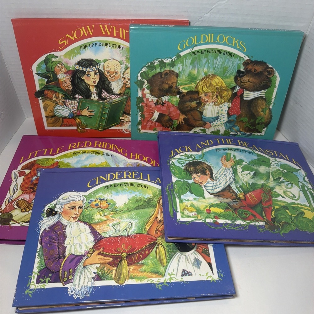 Vintage Brown Watson Pop-Up Story Books – Fairy Tale Lot Of 5 HC Czechoslovakia